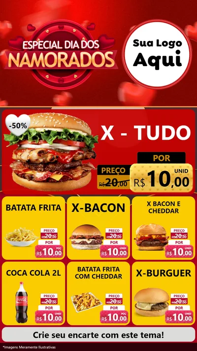 Modelo de Rede Social para Stories com o tema Especial Dia Dos Namorados para Hamburgueria