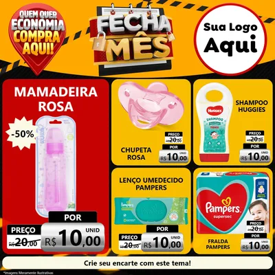Modelo de Rede Social para Feed Facebook com o tema Fecha Mês para Bebês