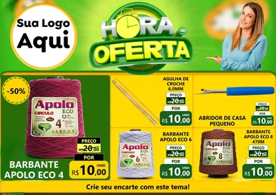 Modelo de Encarte para Encarte A4 Horizontal com o tema Hora da Oferta para Armarinho e Aviamentos