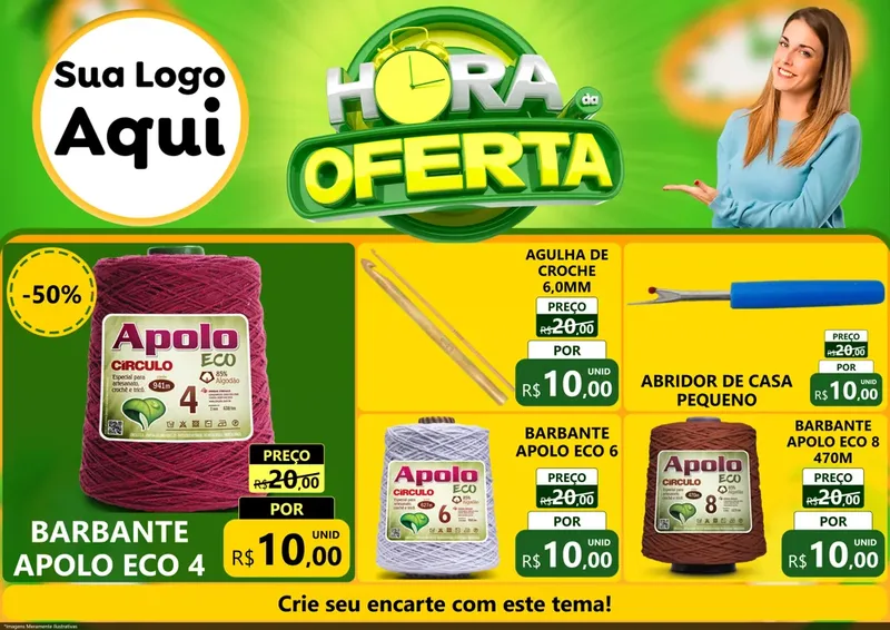Modelo de Encarte para Encarte A4 Horizontal com o tema Hora da Oferta para Armarinho e Aviamentos