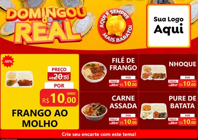 Modelo de Encarte para Encarte A4 Horizontal com o tema Domingou do Real para Restaurante