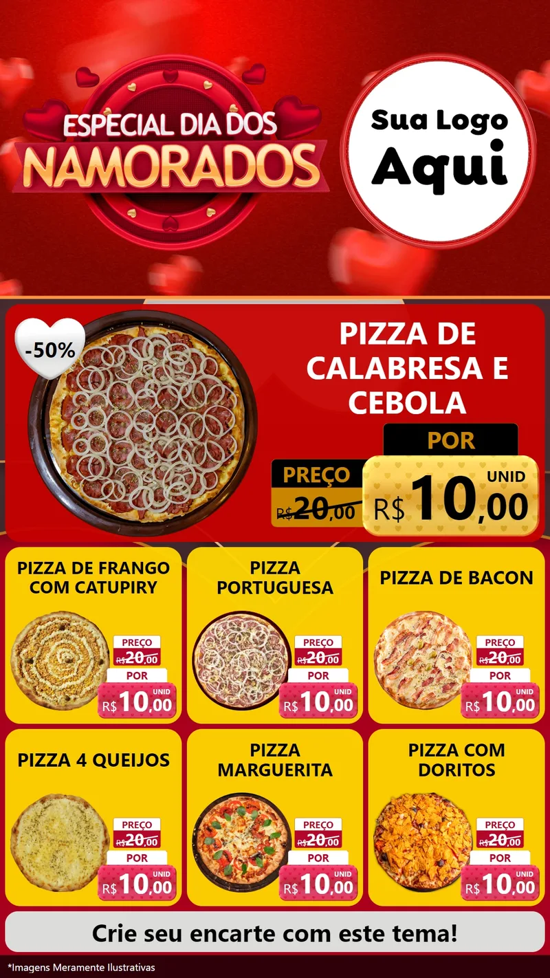 Modelo de Rede Social para Stories com o tema Especial Dia Dos Namorados para Pizzaria