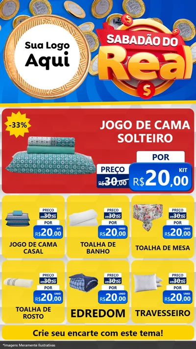 Modelo de Rede Social para Stories com o tema Sabadão do Real para Cama, Mesa e Banho