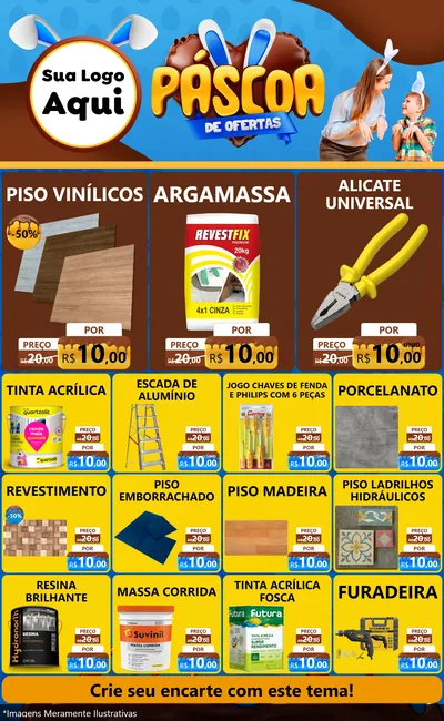 Modelo de Encarte para Encarte Grande com o tema Páscoa de Ofertas para Material para Construção