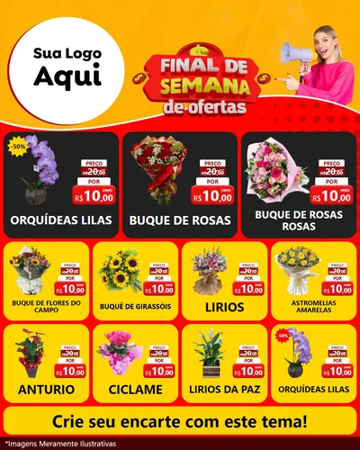 Modelo de Rede Social para Feed Instagram com o tema Final de Semana de Ofertas para Floricultura e jardim