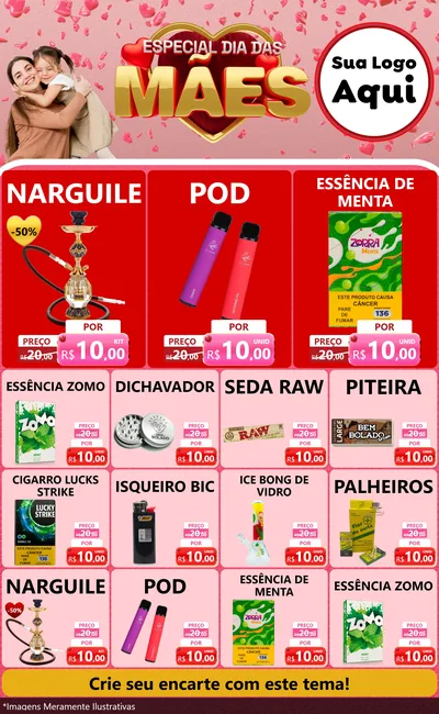 Modelo de Encarte para Encarte Grande com o tema Especial Dia Das Mães para Tabacaria