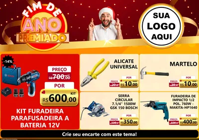 Modelo de Encarte para Encarte A4 Horizontal com o tema Fim de Ano Premiado para Maquinas e Ferramentas