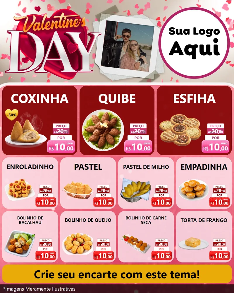 Modelo de Rede Social para Feed Instagram com o tema Valentine's Day para Salgadaria