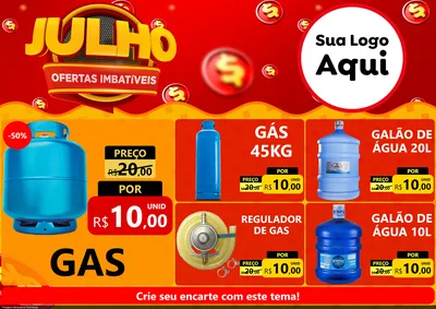 Modelo de Encarte para Encarte A4 Horizontal com o tema Julho Ofertas Imbatíveis para Água e gás