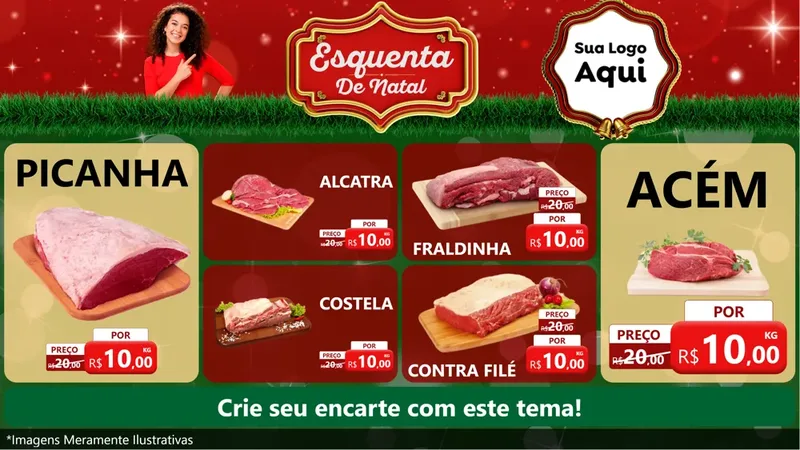 Modelo de TV para TV Horizontal com o tema Esquenta de Natal para Açougue