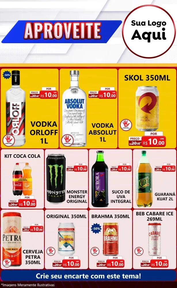 Modelo de Encarte para Encarte Grande com o tema Aproveite para Distribuidora de bebidas