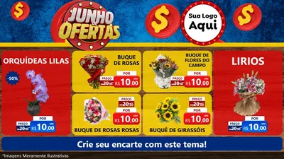 Modelo de TV para TV Horizontal com o tema Junho de Ofertas para Floricultura e jardim