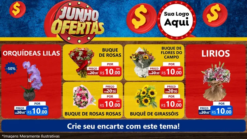Modelo de TV para TV Horizontal com o tema Junho de Ofertas para Floricultura e jardim