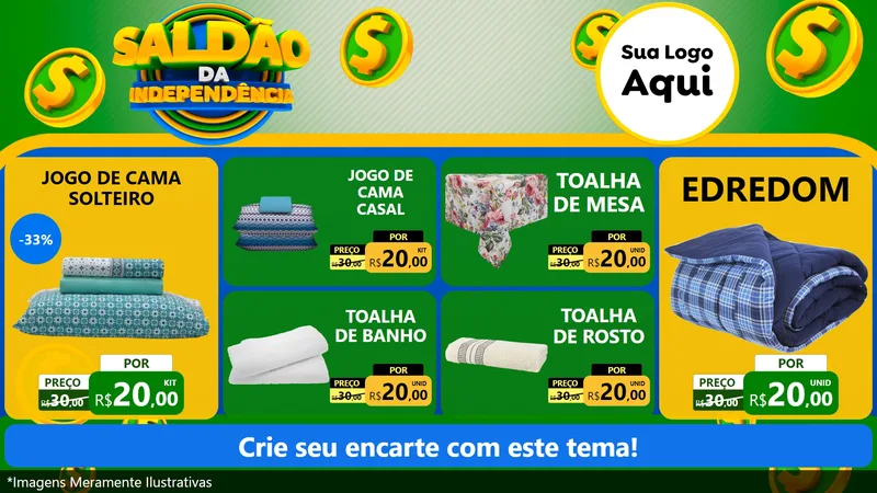 Modelo de TV para TV Horizontal com o tema Saldão da Indepêndencia para Cama, Mesa e Banho