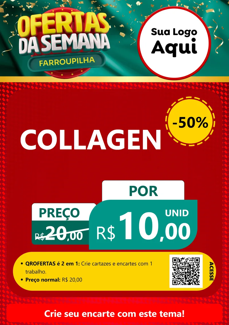 Modelo de Cartaz para Cartaz A4 Vertical com o tema Ofertas da Semana Farroupilha para Suplementos alimentares