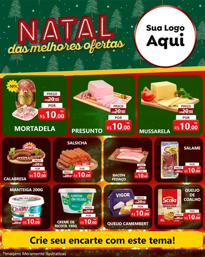 Modelo de Rede Social para Feed Instagram com o tema Natal das Melhores Ofertas para Frios e Laticínios