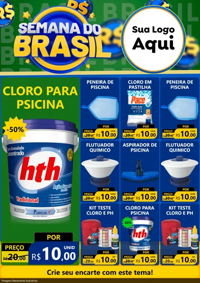 Modelo de Encarte para Encarte A4 Vertical com o tema Semana Do Brasil para Produtos para Piscina