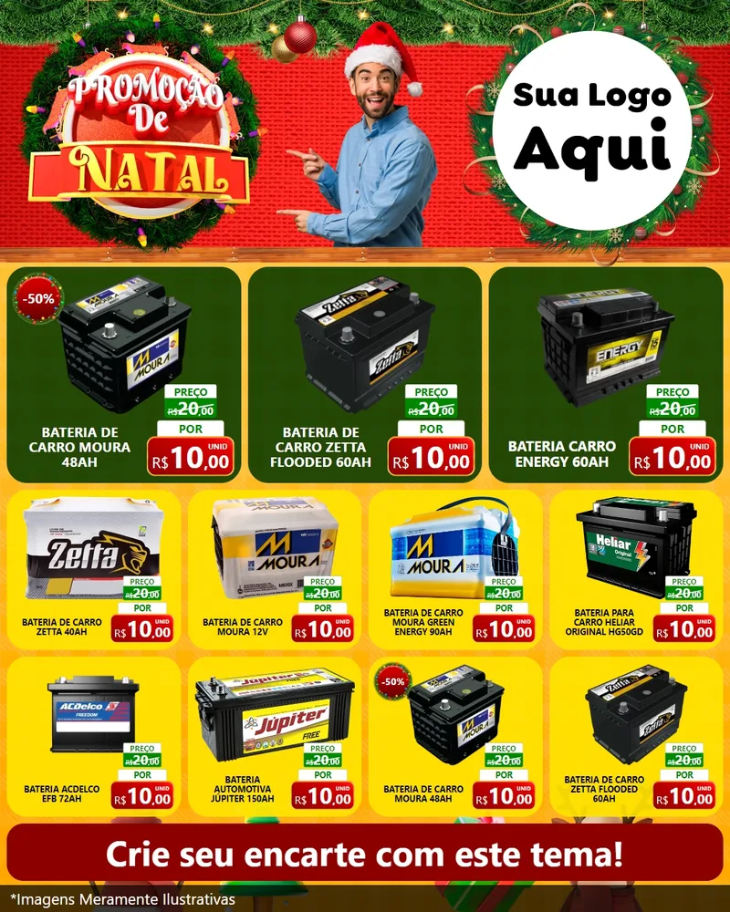 Modelo de Rede Social para Feed Instagram com o tema Promoção de Natal para Baterias Elétricas