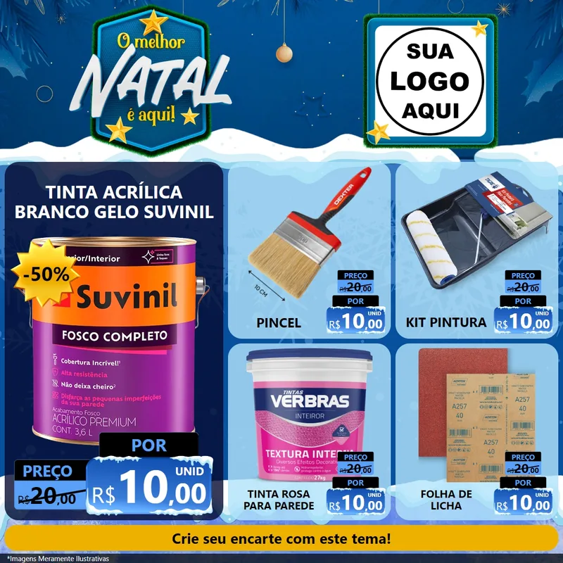 Modelo de Rede Social para Feed Facebook com o tema O Melhor Natal É Aqui! para Tintas e Ferramentas
