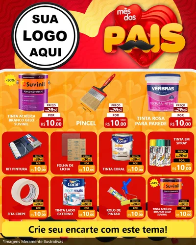 Modelo de Rede Social para Feed Instagram com o tema Mês Dos Pais para Tintas e Ferramentas
