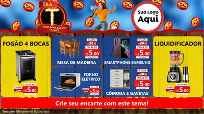 Modelo de TV para TV Horizontal com o tema Dia T - O Dia Mais Barato Do Mês para Móveis e Eletro