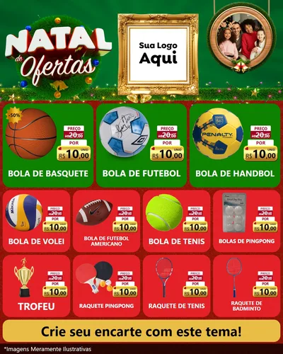 Modelo de Rede Social para Feed Instagram com o tema Natal de Ofertas para Artigos Esportivos