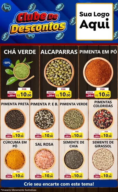 Modelo de Encarte para Encarte Grande com o tema Clube de Descontos para Produtos Naturais