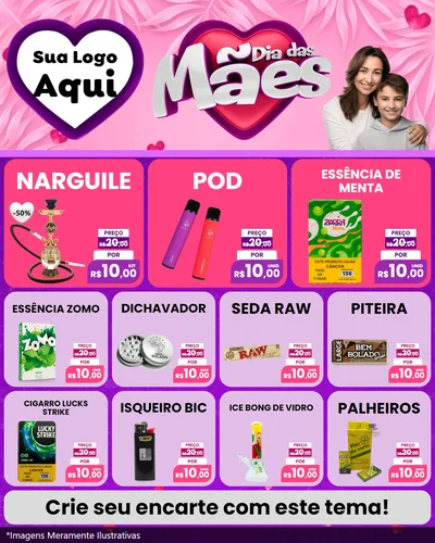 Modelo de Rede Social para Feed Instagram com o tema Dia das Mães para Tabacaria