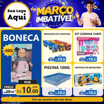 Modelo de Rede Social para Feed Facebook com o tema Março Imbatível para Brinquedos