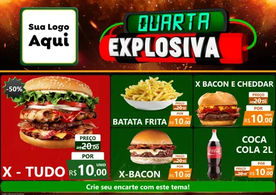 Modelo de Encarte para Encarte A4 Horizontal com o tema Quarta Explosiva para Hamburgueria