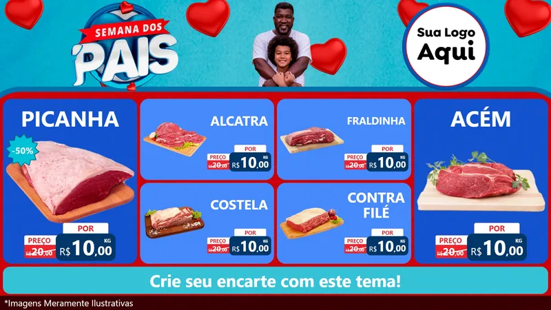 Modelo de TV para TV Horizontal com o tema Semana Dos Pais para Açougue
