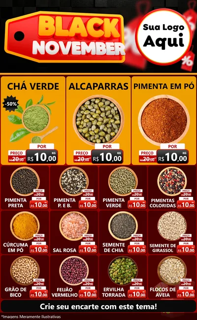 Modelo de Encarte para Encarte Grande com o tema Black November para Produtos Naturais