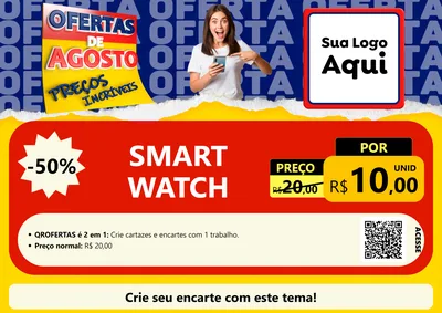 Modelo de Cartaz para Cartaz A4 Horizontal com o tema Ofertas de Agosto - Preços Incríveis para Informática