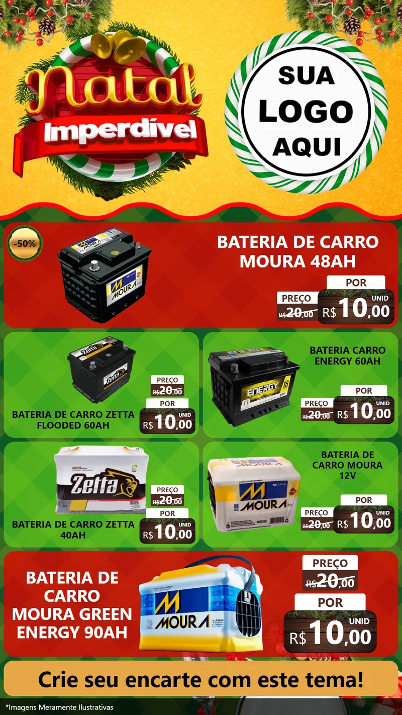Modelo de TV para TV Vertical com o tema Natal Imperdível para Baterias Elétricas