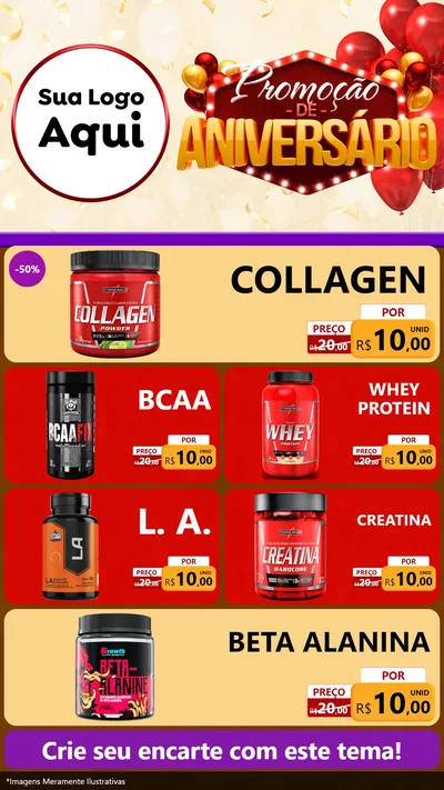 Modelo de TV para TV Vertical com o tema Promoção de Aniversário para Suplementos alimentares