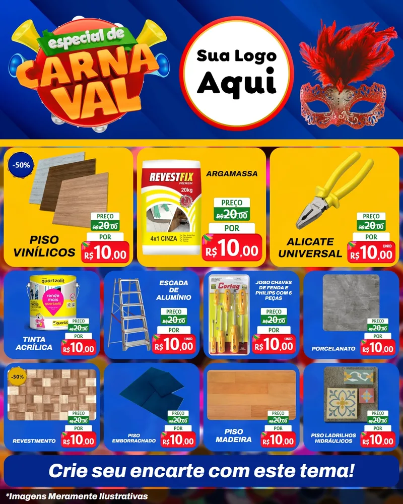 Modelo de Rede Social para Feed Instagram com o tema Especial de Carnaval para Material para Construção
