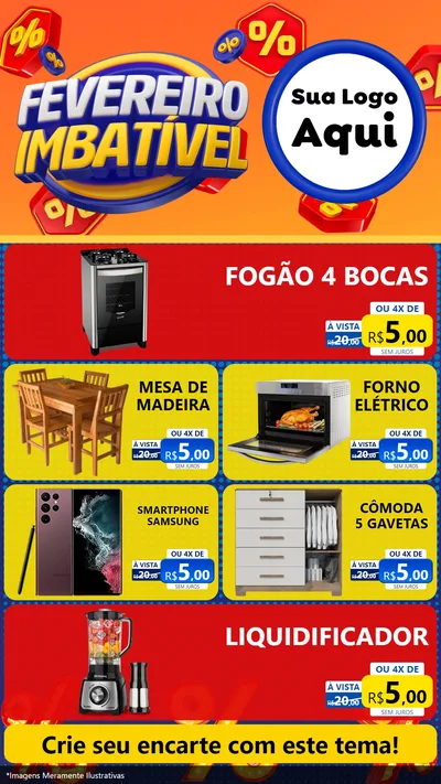 Modelo de TV para TV Vertical com o tema Fevereiro Imbatível para Móveis e Eletro