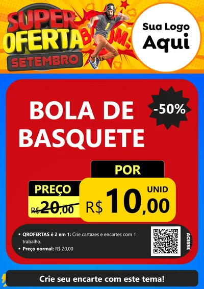 Modelo de Cartaz para Cartaz A4 Vertical com o tema Super Oferta Setembro para Artigos Esportivos