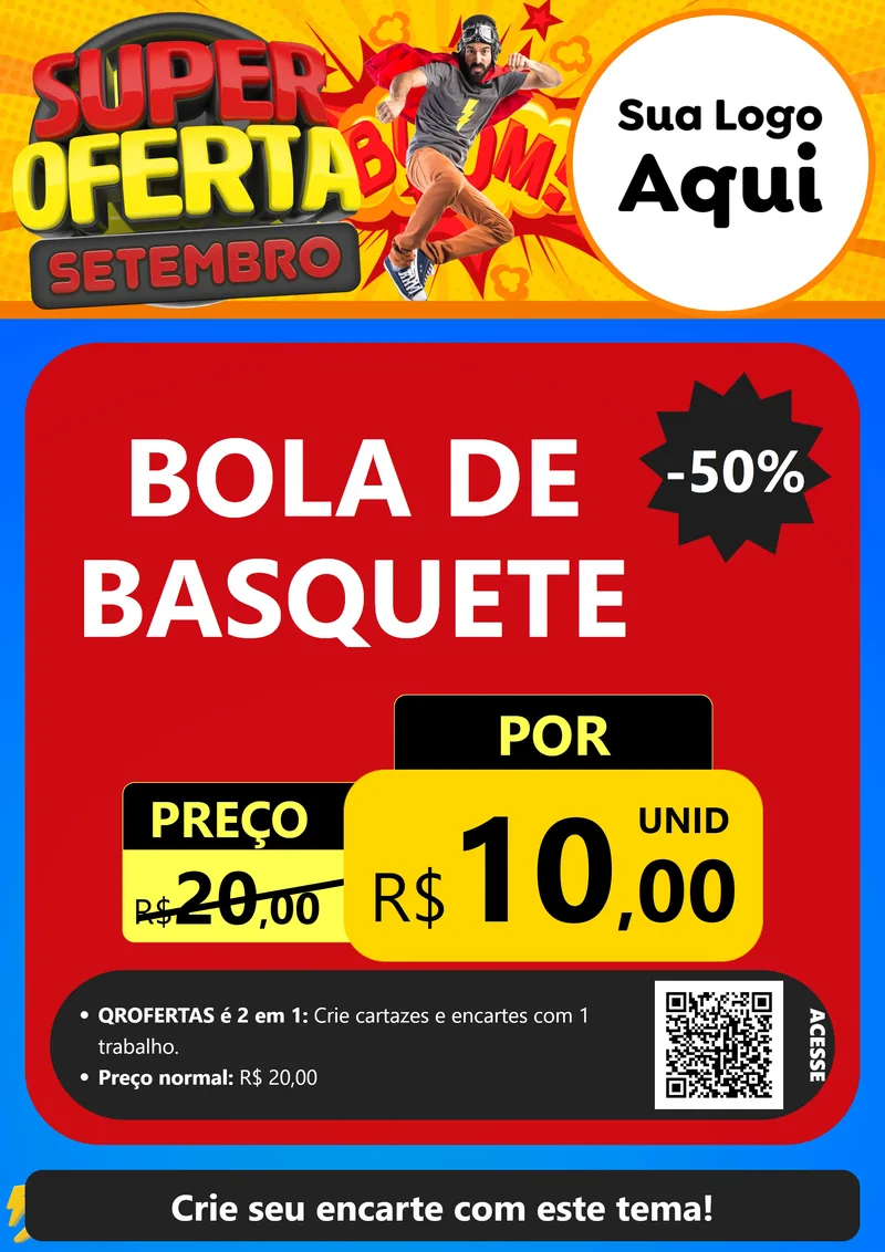 Modelo de Cartaz para Cartaz A4 Vertical com o tema Super Oferta Setembro para Artigos Esportivos