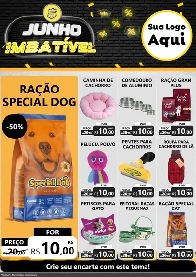 Modelo de Encarte para Encarte A4 Vertical com o tema Junho Imbatível para Pet Shop