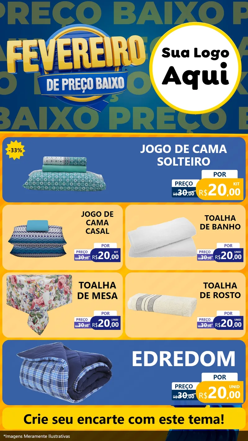 Modelo de TV para TV Vertical com o tema Fevereiro de Preço Baixo para Cama, Mesa e Banho