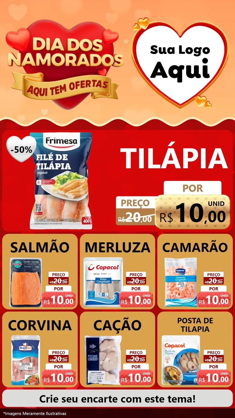 Modelo de Rede Social para Stories com o tema Dia dos Namorados - Aqui Tem Ofertas para Peixaria