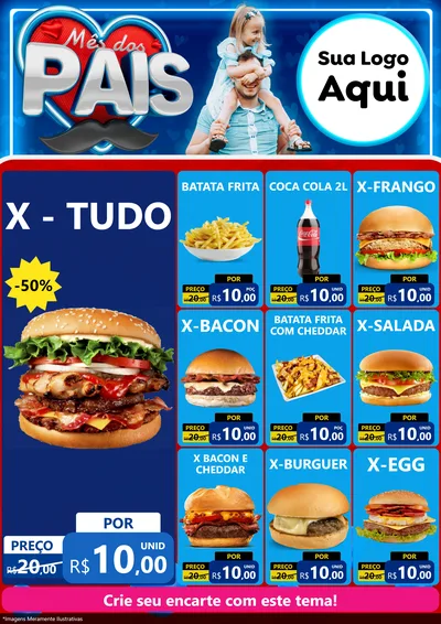 Modelo de Encarte para Encarte A4 Vertical com o tema Mês Dos Pais para Hamburgueria