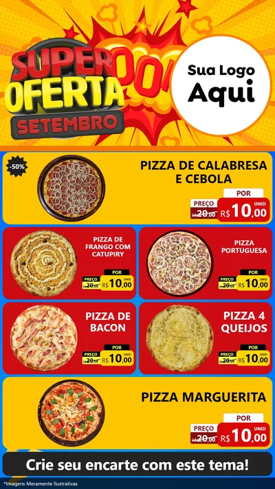 Modelo de TV para TV Vertical com o tema Super Oferta Setembro para Pizzaria