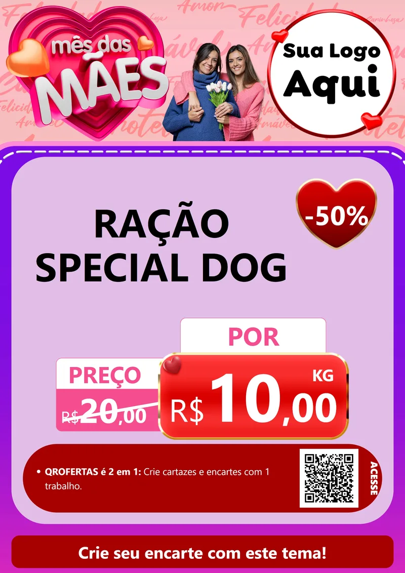 Modelo de Cartaz para Cartaz A4 Vertical com o tema Mês Das Mães para Pet Shop