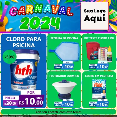 Modelo de Rede Social para Feed Facebook com o tema Carnaval 2027 para Produtos para Piscina