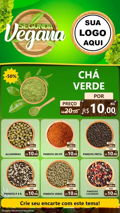 Modelo de Rede Social para Stories com o tema Segunda Vegana para Produtos Naturais
