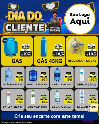 Modelo de Rede Social para Feed Instagram com o tema Dia Do Cliente para Água e gás