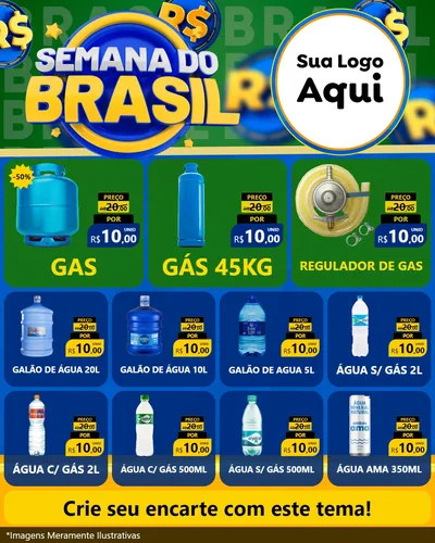 Modelo de Rede Social para Feed Instagram com o tema Semana Do Brasil para Água e gás