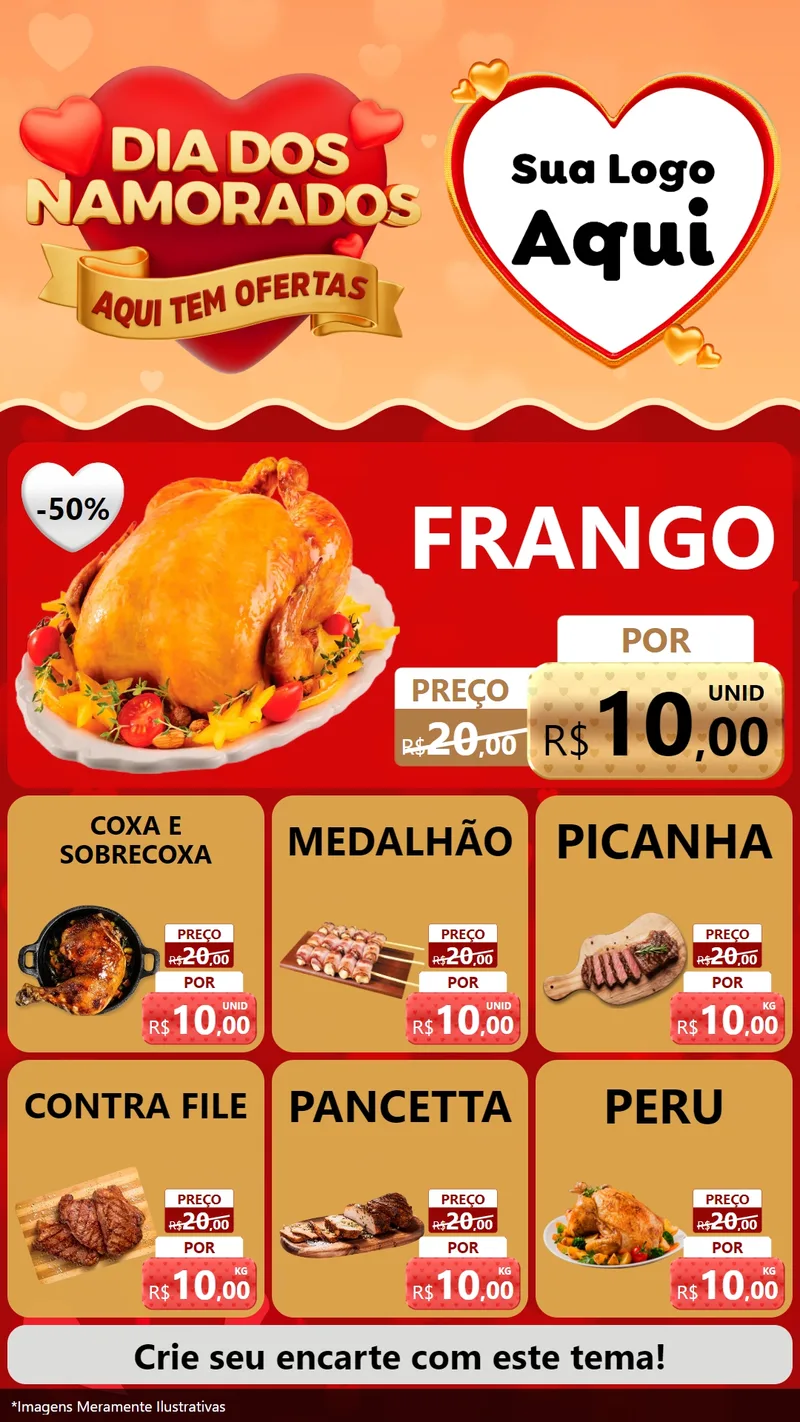 Modelo de Rede Social para Stories com o tema Dia dos Namorados - Aqui Tem Ofertas para Assados